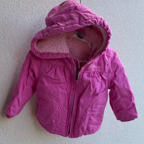 Carhartt Canvas Insulated Sherpa Lined Hooded Jacket Girl’s Size 12M - Picture 6 of 6